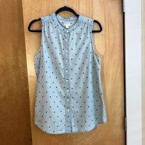 J. Crew Sleeveless Button Down Chambray Shirt